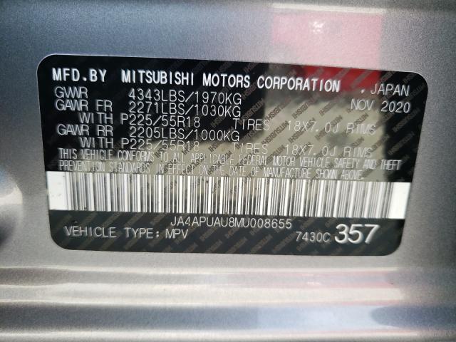 Photo 9 VIN: JA4APUAU8MU008655 - MITSUBISHI OUTLANDER 