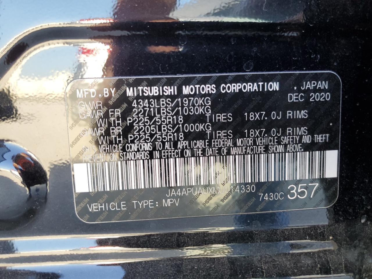 Photo 11 VIN: JA4APUAUXMU014330 - MITSUBISHI OUTLANDER 