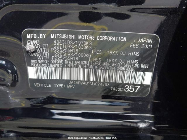 Photo 8 VIN: JA4APVAU1MU024363 - MITSUBISHI OUTLANDER SPORT 