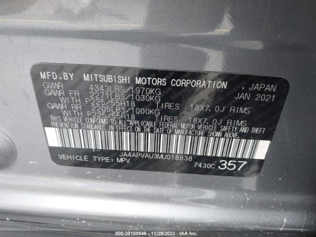 Photo 8 VIN: JA4APVAU3MU018838 - MITSUBISHI OUTLANDER SPORT 