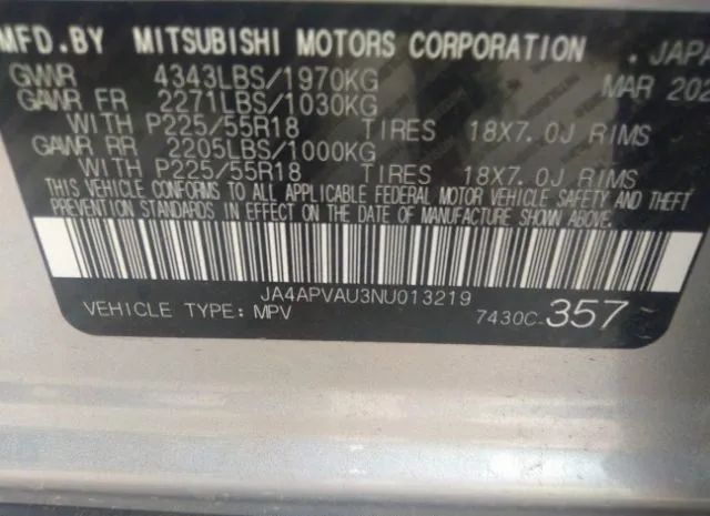 Photo 8 VIN: JA4APVAU3NU013219 - MITSUBISHI OUTLANDER SPORT 