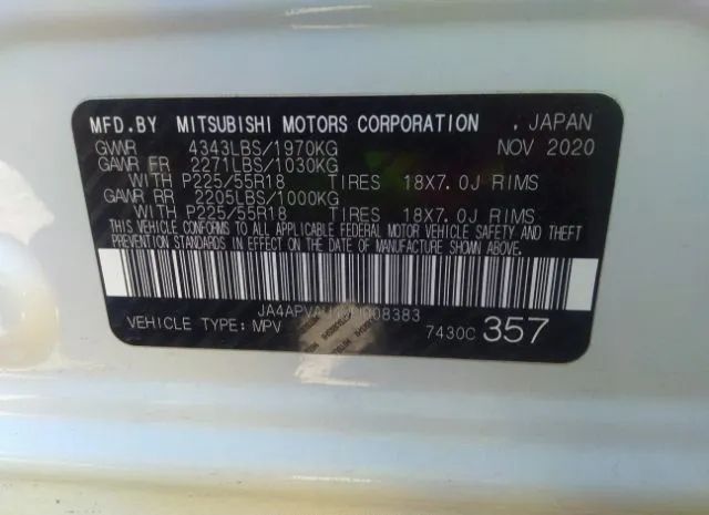 Photo 8 VIN: JA4APVAU4MU008383 - MITSUBISHI OUTLANDER SPORT 