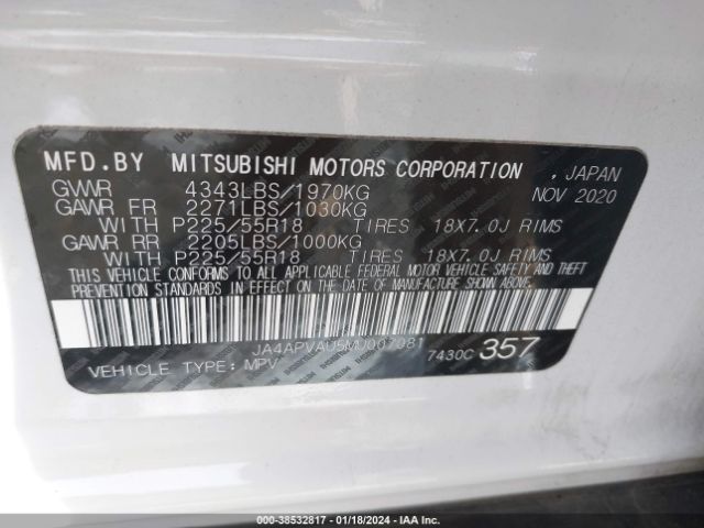 Photo 8 VIN: JA4APVAU5MU007081 - MITSUBISHI OUTLANDER SPORT 