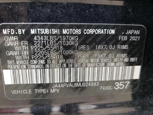 Photo 12 VIN: JA4APVAU5MU024883 - MITSUBISHI OUTLANDER 