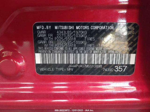 Photo 8 VIN: JA4APVAU7MU013898 - MITSUBISHI OUTLANDER SPORT 