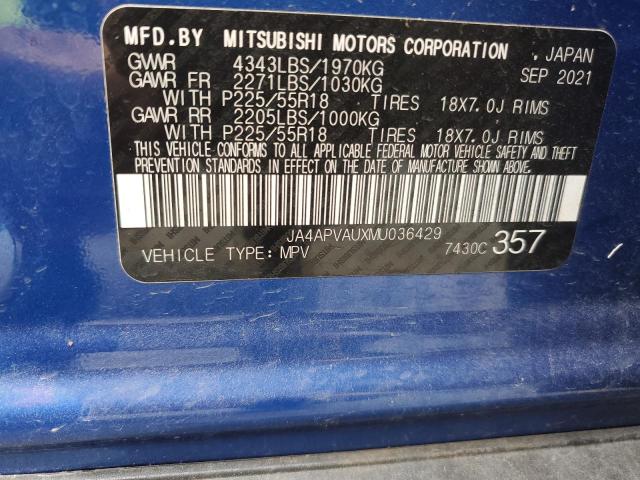 Photo 11 VIN: JA4APVAUXMU036429 - MITSUBISHI OUTLANDER 