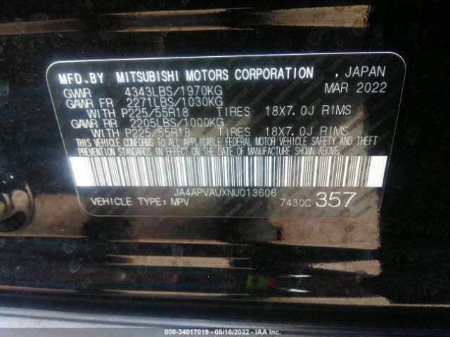 Photo 8 VIN: JA4APVAUXNU013606 - MITSUBISHI OUTLANDER SPORT 