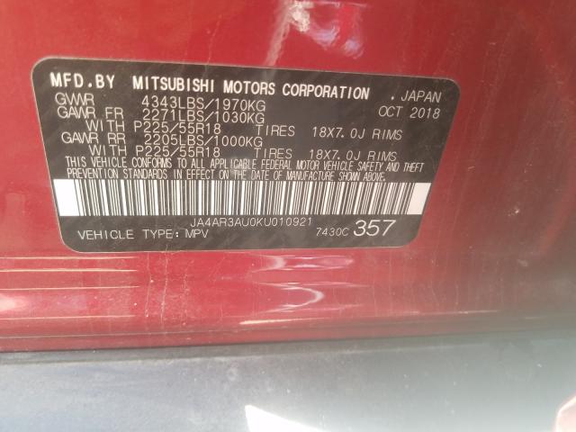 Photo 9 VIN: JA4AR3AU0KU010921 - MITSUBISHI OUTLANDER 