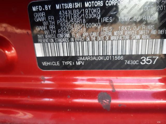 Photo 11 VIN: JA4AR3AU0KU011566 - MITSUBISHI OUTLANDER 