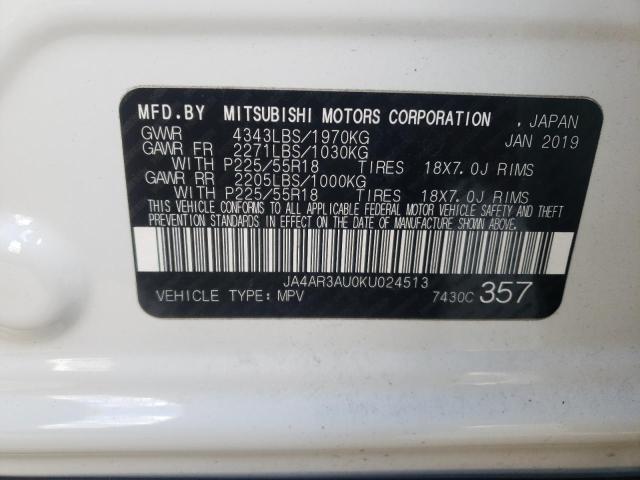 Photo 9 VIN: JA4AR3AU0KU024513 - MITSUBISHI OUTLANDER 