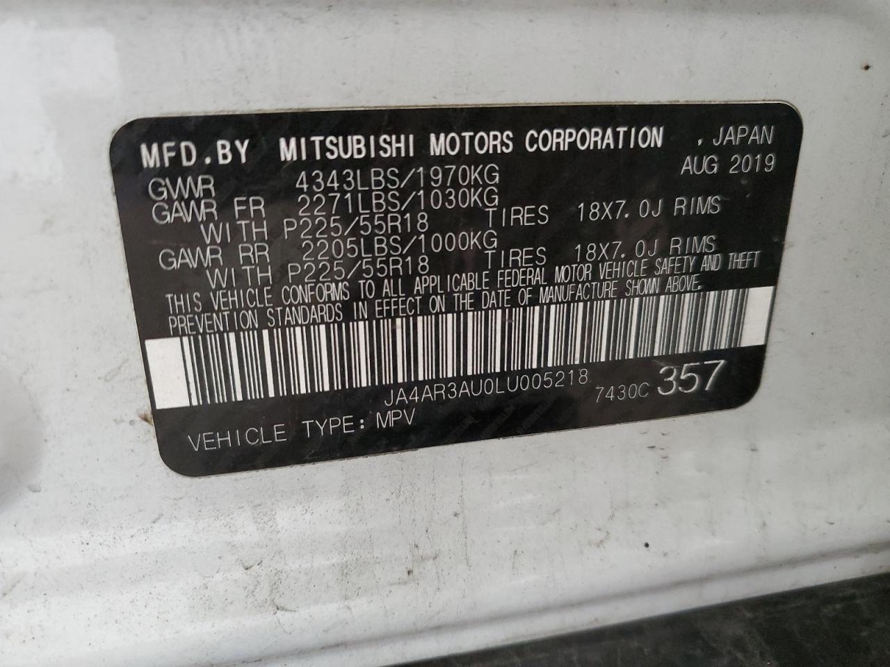 Photo 13 VIN: JA4AR3AU0LU005218 - MITSUBISHI OUTLANDER 