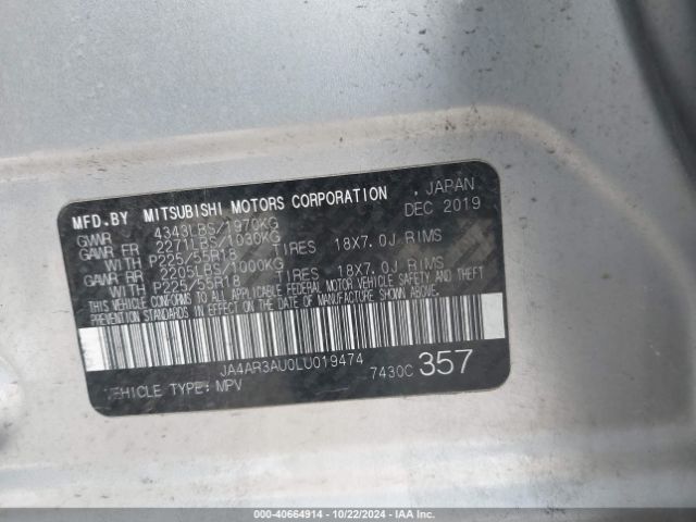 Photo 8 VIN: JA4AR3AU0LU019474 - MITSUBISHI OUTLANDER SPORT 