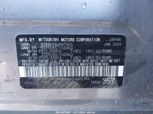 Photo 8 VIN: JA4AR3AU0LU022763 - MITSUBISHI OUTLANDER SPORT 