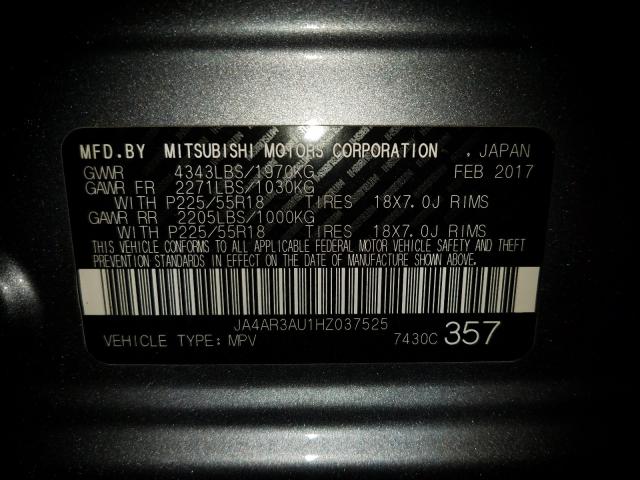 Photo 9 VIN: JA4AR3AU1HZ037525 - MITSUBISHI OUTLANDER 