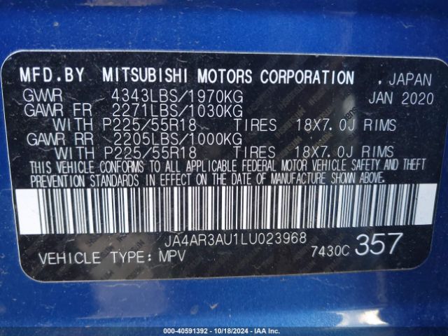 Photo 8 VIN: JA4AR3AU1LU023968 - MITSUBISHI OUTLANDER SPORT 