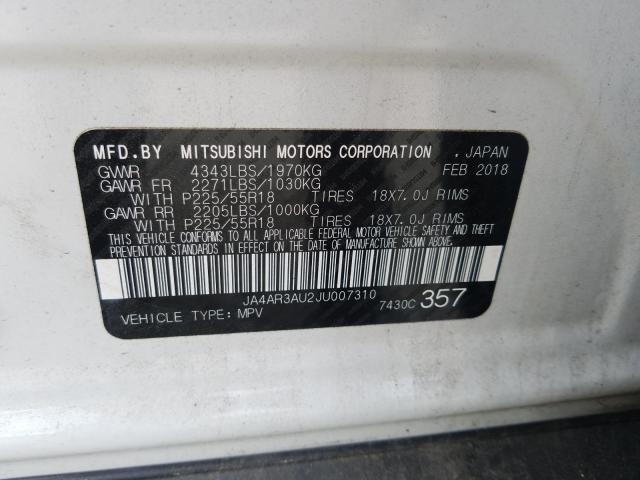 Photo 9 VIN: JA4AR3AU2JU007310 - MITSUBISHI OUTLANDER 