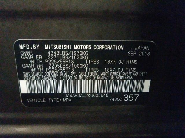 Photo 9 VIN: JA4AR3AU2KU005848 - MITSUBISHI OUTLANDER 