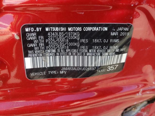 Photo 9 VIN: JA4AR3AU2KU026697 - MITSUBISHI OUTLANDER 