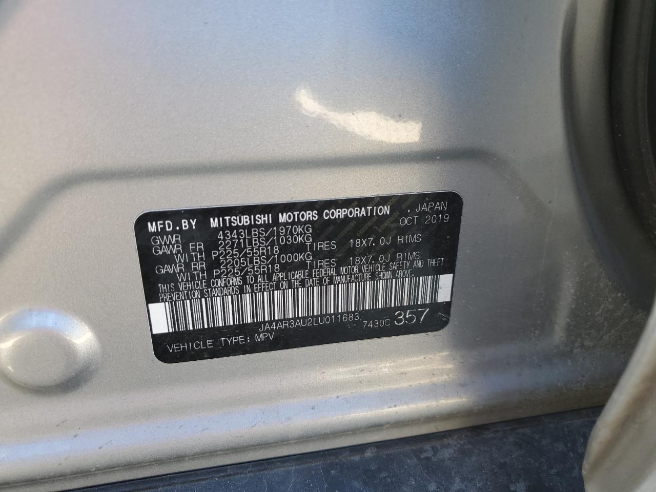 Photo 11 VIN: JA4AR3AU2LU011683 - MITSUBISHI OUTLANDER 