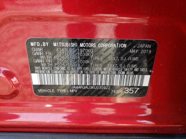 Photo 9 VIN: JA4AR3AU3KU030922 - MITSUBISHI OUTLANDER 