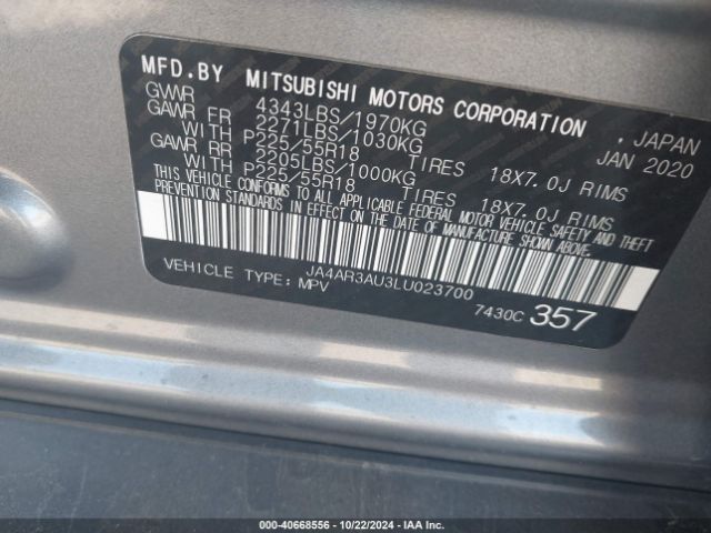 Photo 8 VIN: JA4AR3AU3LU023700 - MITSUBISHI OUTLANDER SPORT 