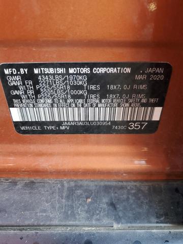 Photo 12 VIN: JA4AR3AU3LU030954 - MITSUBISHI OUTLANDER 