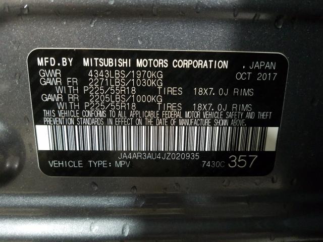 Photo 9 VIN: JA4AR3AU4JZ020935 - MITSUBISHI OUTLANDER 