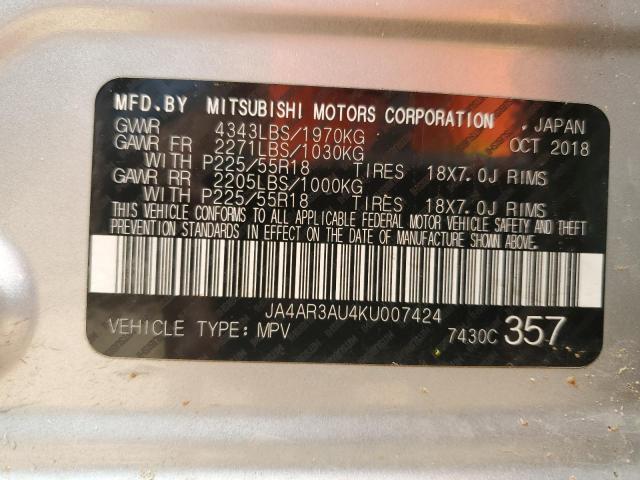 Photo 13 VIN: JA4AR3AU4KU007424 - MITSUBISHI OUTLANDER 