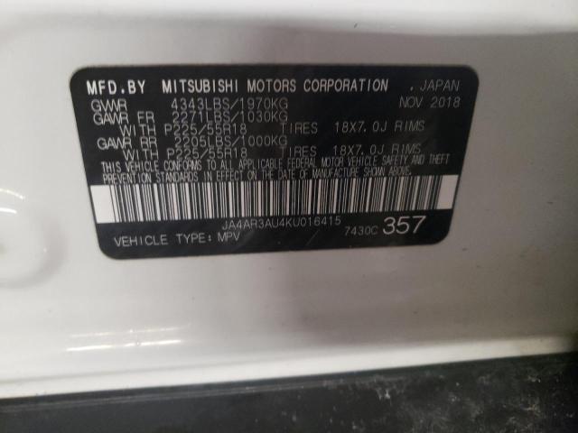 Photo 11 VIN: JA4AR3AU4KU016415 - MITSUBISHI OUTLANDER 