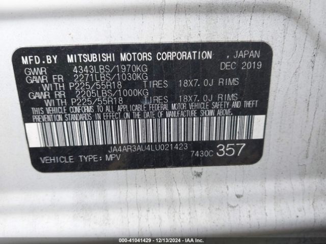 Photo 8 VIN: JA4AR3AU4LU021423 - MITSUBISHI OUTLANDER SPORT 