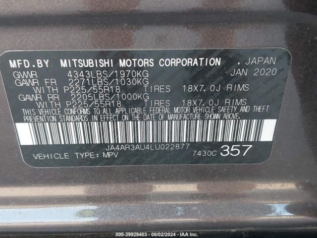 Photo 8 VIN: JA4AR3AU4LU022877 - MITSUBISHI OUTLANDER SPORT 