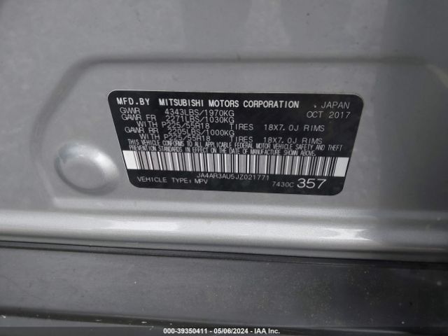 Photo 8 VIN: JA4AR3AU5JZ021771 - MITSUBISHI OUTLANDER SPORT 