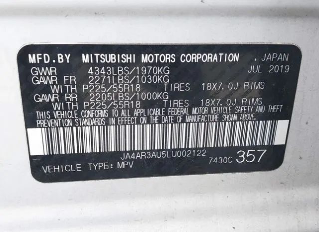 Photo 8 VIN: JA4AR3AU5LU002122 - MITSUBISHI OUTLANDER 