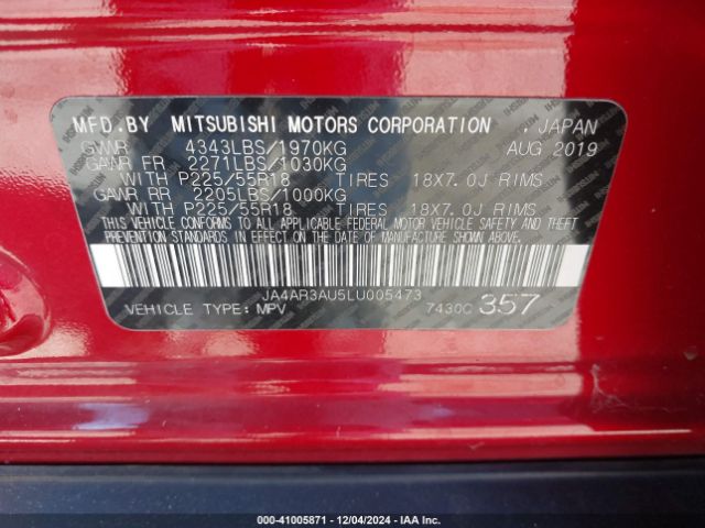 Photo 8 VIN: JA4AR3AU5LU005473 - MITSUBISHI OUTLANDER SPORT 