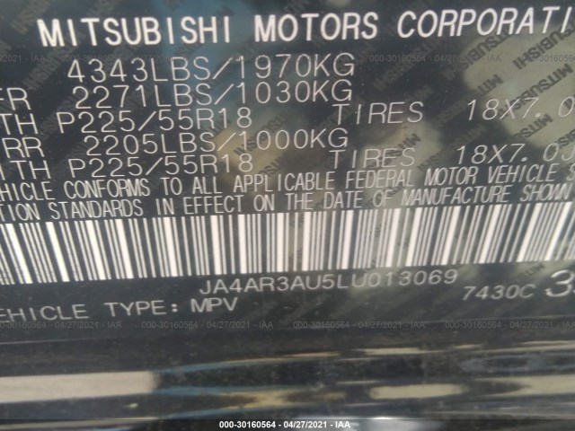 Photo 8 VIN: JA4AR3AU5LU013069 - MITSUBISHI OUTLANDER SPORT 