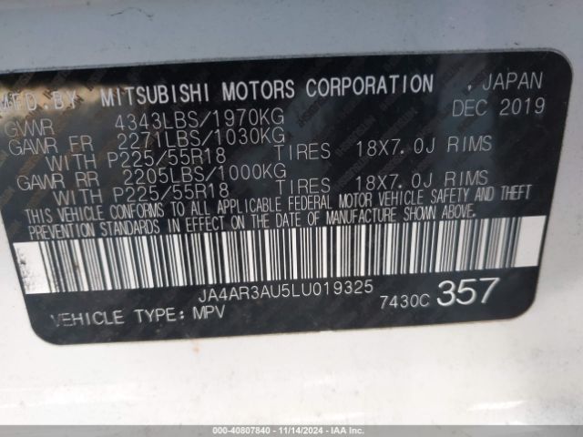 Photo 8 VIN: JA4AR3AU5LU019325 - MITSUBISHI OUTLANDER SPORT 