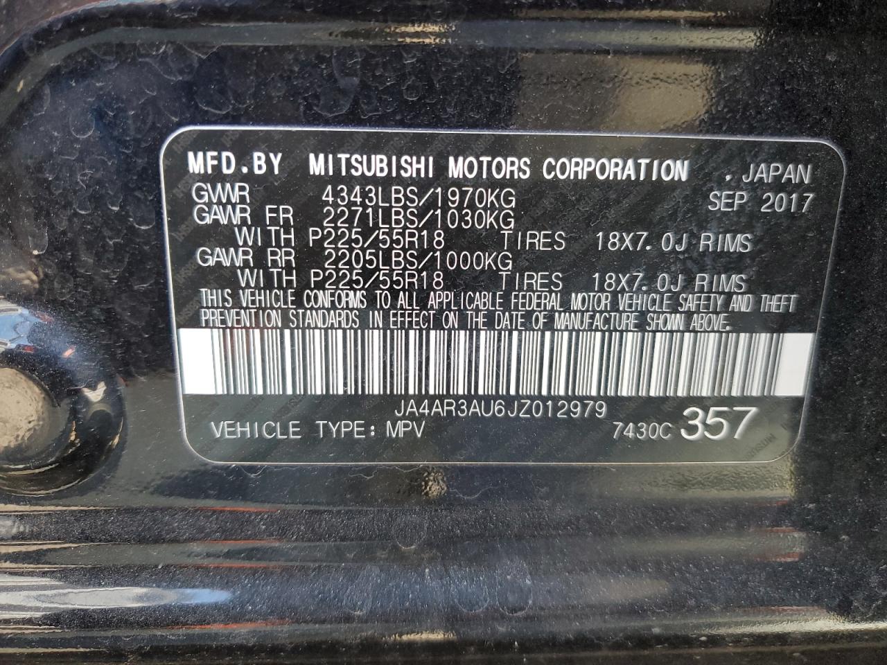 Photo 11 VIN: JA4AR3AU6JZ012979 - MITSUBISHI OUTLANDER 