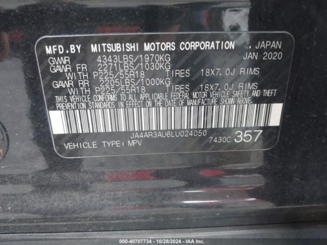 Photo 8 VIN: JA4AR3AU6LU024050 - MITSUBISHI OUTLANDER SPORT 