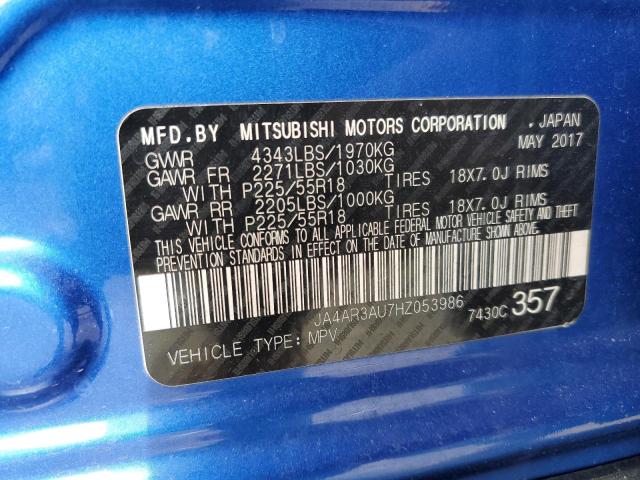 Photo 12 VIN: JA4AR3AU7HZ053986 - MITSUBISHI OUTLANDER 