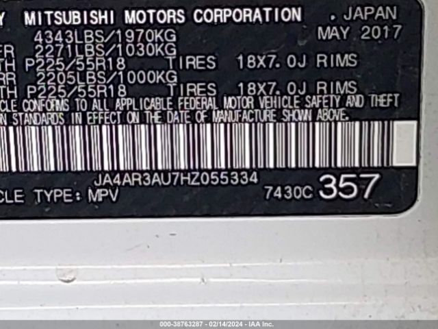 Photo 8 VIN: JA4AR3AU7HZ055334 - MITSUBISHI OUTLANDER SPORT 