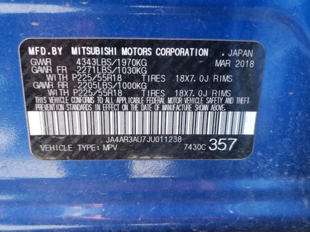 Photo 9 VIN: JA4AR3AU7JU011238 - MITSUBISHI OUTLANDER 