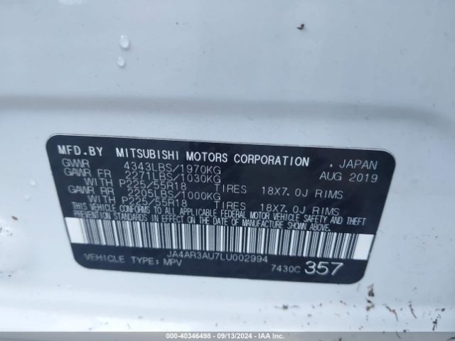 Photo 8 VIN: JA4AR3AU7LU002994 - MITSUBISHI OUTLANDER SPORT 