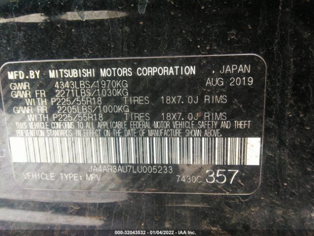 Photo 8 VIN: JA4AR3AU7LU005233 - MITSUBISHI OUTLANDER SPORT 