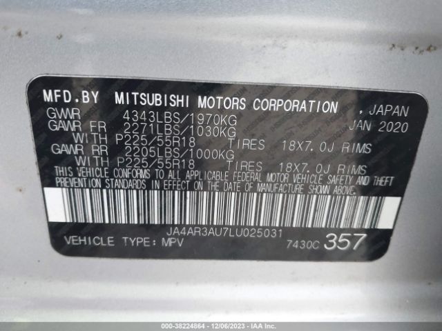 Photo 8 VIN: JA4AR3AU7LU025031 - MITSUBISHI OUTLANDER SPORT 