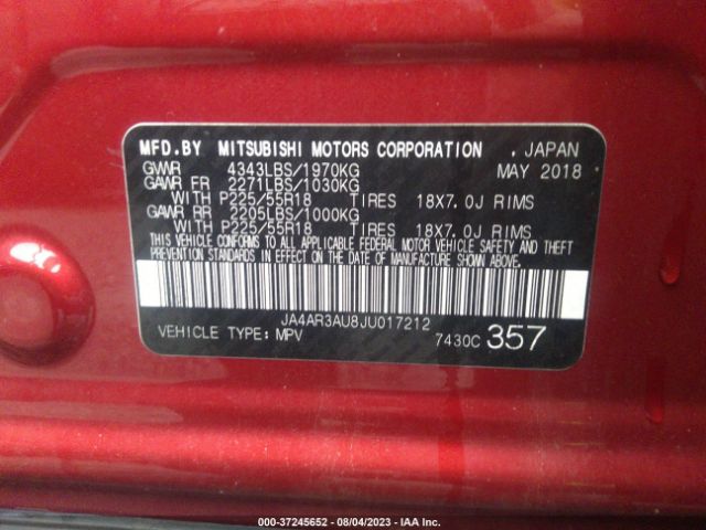 Photo 8 VIN: JA4AR3AU8JU017212 - MITSUBISHI OUTLANDER SPORT 