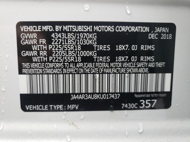 Photo 11 VIN: JA4AR3AU8KU017437 - MITSUBISHI OUTLANDER 