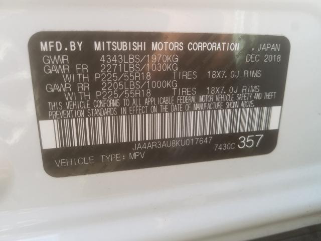 Photo 9 VIN: JA4AR3AU8KU017647 - MITSUBISHI OUTLANDER 