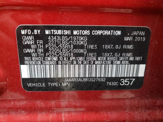 Photo 11 VIN: JA4AR3AU8KU027692 - MITSUBISHI OUTLANDER 