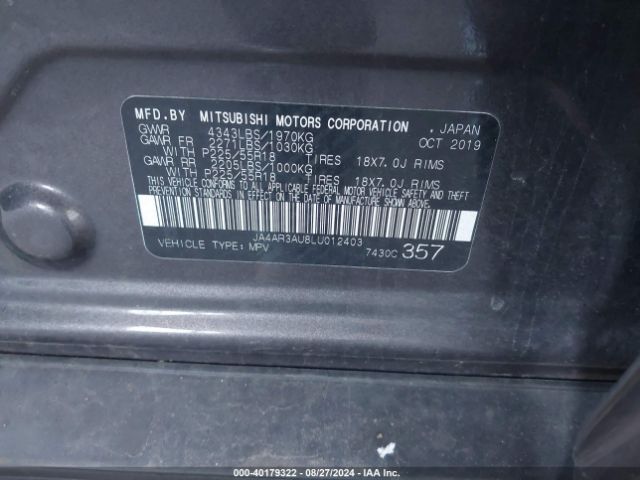 Photo 8 VIN: JA4AR3AU8LU012403 - MITSUBISHI OUTLANDER SPORT 