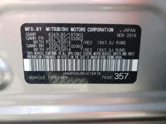 Photo 9 VIN: JA4AR3AU9KU016474 - MITSUBISHI OUTLANDER 